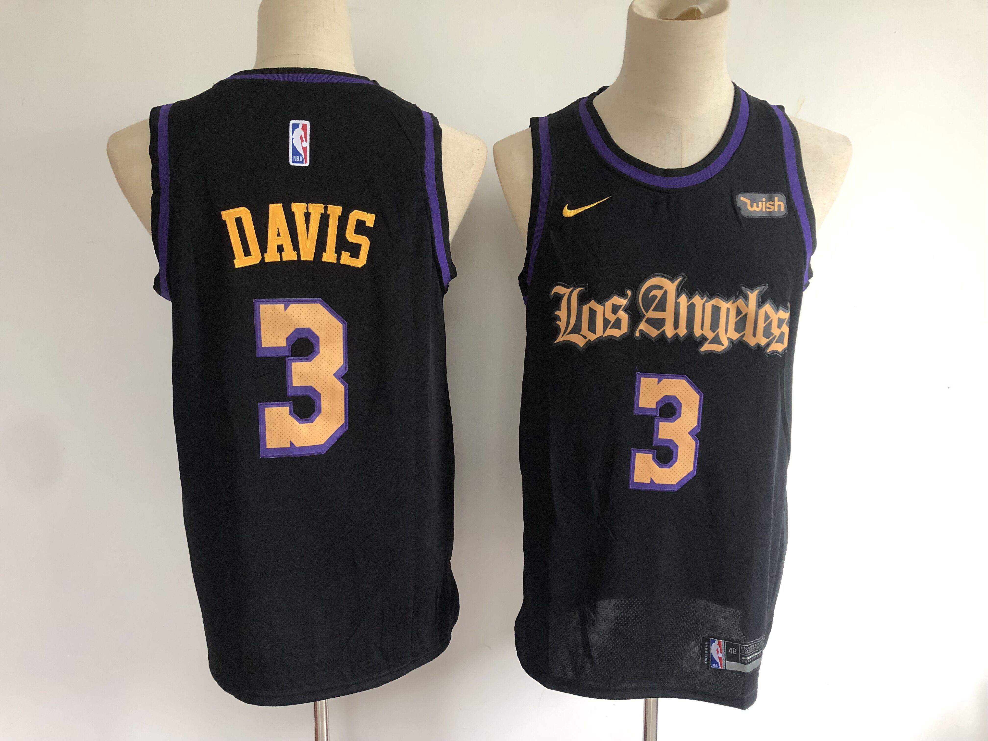 Men Los Angeles Lakers 3 Davis black Nike NBA Jerseys